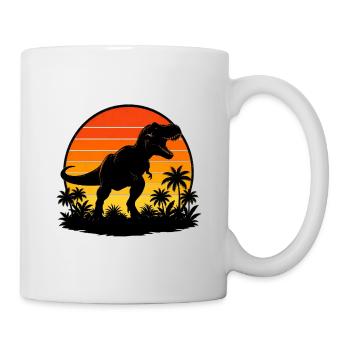 T-Rex au coucher de soleil tropical - Mug blanc - blanc - Droite