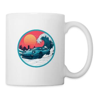 Retro 90er JDM NSX Great Wave Sunset Emblem - Tasse - Weiß - Rechts