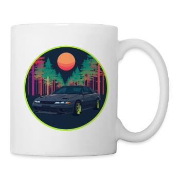 Retro 90er JDM R32 Forest Neon Moon Emblem - Tasse - Weiß - Rechts