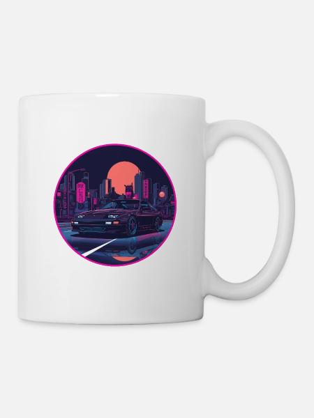 Neon Tokyo Rain Popup-Scheinwerfer Schrägheck - Tasse - Weiß
