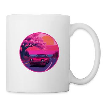 Retro 80s JDM FC Coupe Sakura Sunset Emblem - Mug - white - Right