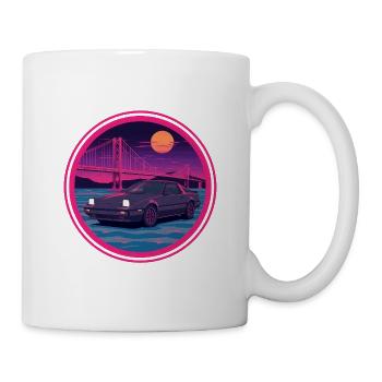 Retro 80er JDM FC Coupé Neon Bridge Emblem - Tasse - Weiß - Rechts