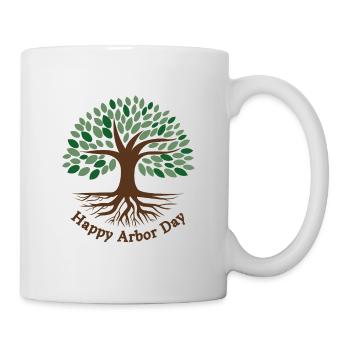 Bonne Journée de l’Arbore, feuilles, arbres et racines - Mug blanc - blanc - Droite