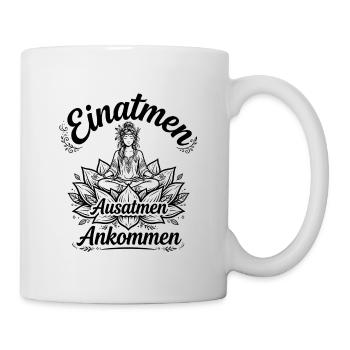 Einatmen Ausatmen Ankommen - Boho Yoga - Tasse - Weiß - Rechts