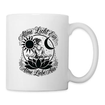 Atme Licht Ein Atme Liebe Aus - Boho Yoga - Tasse - Weiß - Rechts