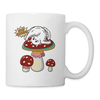 Chat faisant du yoga sur un gros champignon - Mug blanc - blanc - Droite