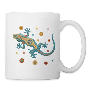 Blue gecko in colorful mosaic style - Mug - white - Right