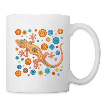 Gecko orange dans un style mosaïque coloré - Mug blanc - blanc - Droite