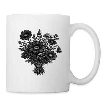 Botanique de linogravure vintage des fleurs sauvages - Mug blanc - blanc - Droite