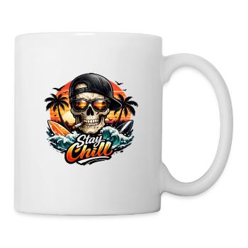 Stay Chill Skull am Strand - Tasse - Weiß - Rechts