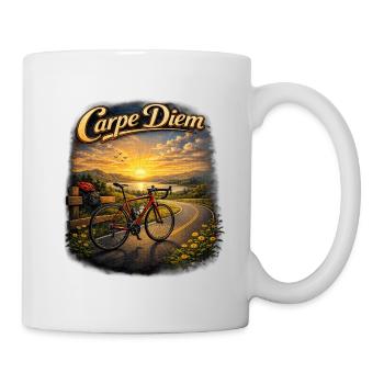 Carpe Diem Fahrrad Sonnenuntergang - Tasse - Weiß - Rechts