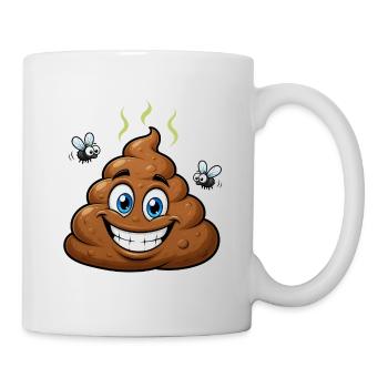 Crottes de chien comiques brunes avec des mouches – Humoristique - Mug blanc - blanc - Droite