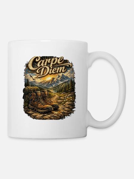 Carpe Diem Bergwanderer - Tasse - Weiß