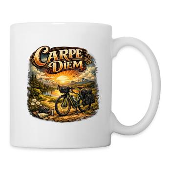 Carpe Diem Fahrradabenteuer Sonnenaufgang - Tasse - Weiß - Rechts
