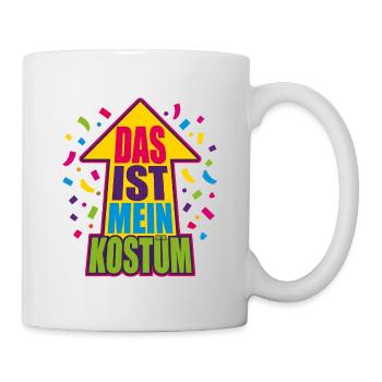 Das ist mein Kostüm – Bunter Faschings-Pfeil - Tasse - Weiß - Rechts
