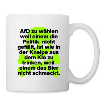 AFD WÄHLEN IST EKELIG, SKULL GRÜN, NO NZS NO AFD - Tasse - Weiß - Rechts