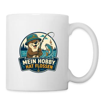 Mein Hobby hat Flossen – Angel-Otter - Tasse - Weiß - Rechts