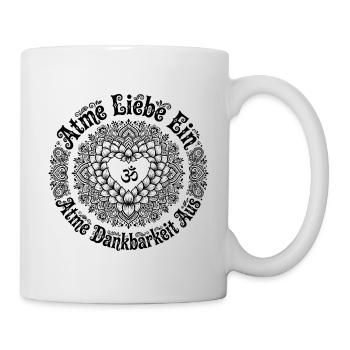 Atme Liebe Ein Atme Dankbarkeit Aus - Lotus Herz  - Mug - white - Right