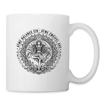 Atme Balance Ein Atme Zweifel Aus - Yoga Baum Pose - Tasse - Weiß - Rechts