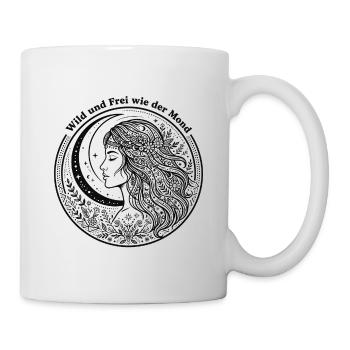 Wild Und Frei Wie Der Mond - Boho Yoga Frau  - Tasse - Weiß - Rechts