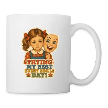 Behind the Smile Vintage Sad Girl - Mug - white - Right