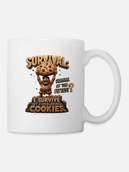 Caveman with Cookies: Survival - Mug - white