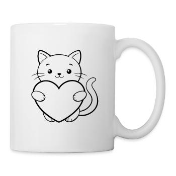Chat au cœur - Mug blanc - blanc - Droite