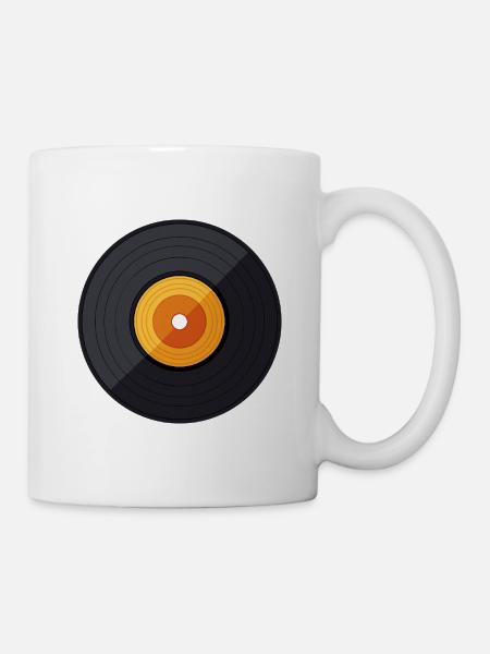 Cartoon Vinyl Schallplatte - Tasse - Weiß