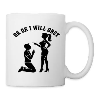 Kneeling Marriage Proposal Obedience - Mug - white - Right