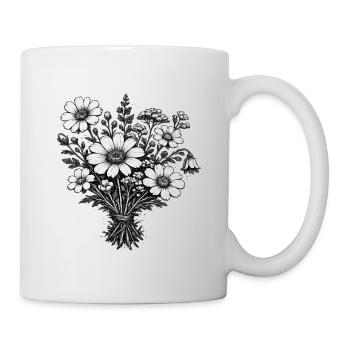 Botanique de linogravure vintage des fleurs sauvages - Mug blanc - blanc - Droite