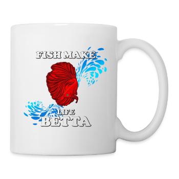 Fish Make Life Beta with Red Betta fish - Mug - white - Right