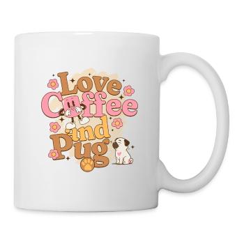 Love Coffee and Pugs - cadeau propriétaire carlin - Mug blanc - blanc - Droite