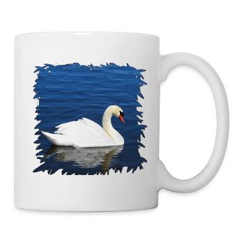 Weißer Schwan auf blauem Wasser - Tasse - Weiß - Rechts