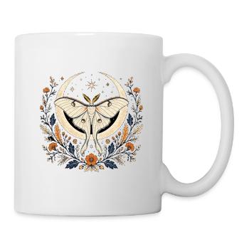 Lune et Papillon Nocturne Florale - Mug blanc - blanc - Droite