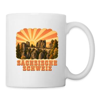Sächsische Schweiz Bastei Sonnenaufgang - Tasse - Weiß - Rechts