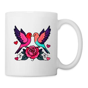 Vibrant Love Birds with Rose - Mug - white - Right