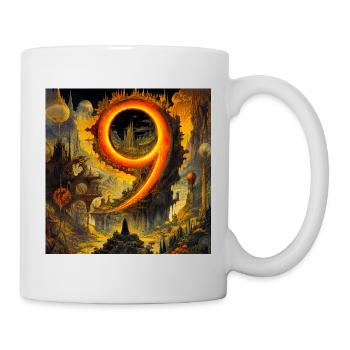 Fire-like nine in surreal landscape - Mug - white - Right
