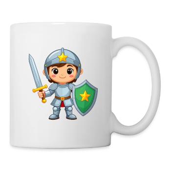 Chevalier de bande dessinée en armure de chevalier avec épée – Héros - Mug blanc - blanc - Droite