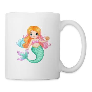 Sirène de bande dessinée avec coquillage – Design magique - Mug blanc - blanc - Droite