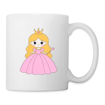 Princesse à la couronne et robe rose – Conte de fées - Mug blanc - blanc - Droite