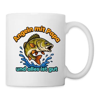Angeln mit Papa – Alles ist gut - Tasse - Weiß - Rechts