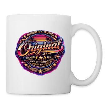 Retro 1980s Neon Synthwave Original 1989 Badge - Mug - white - Right