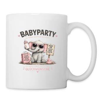 Babyparty Elefant mit Kaffee - Tasse - Weiß - Rechts