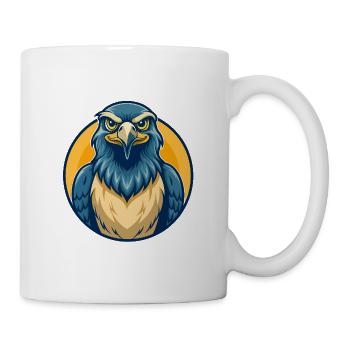 Falcon Kawaii Maskottchen-Cartoon-Clipart-Logo - Tasse - Weiß - Rechts