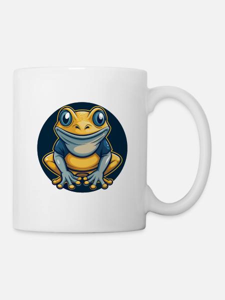 Frosch-Kawaii-Maskottchen Cartoon-Charakter-Clipart-Logo - Tasse - Weiß