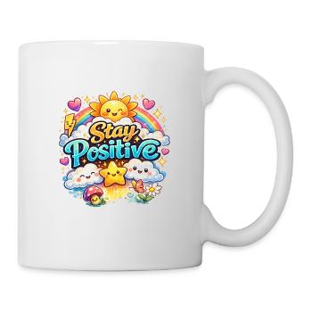 Bleib positiv, Rainbow Kawaii - Tasse - Weiß - Rechts