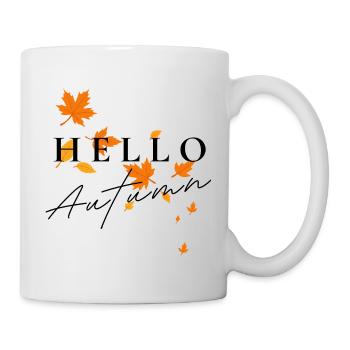 Bonjour Autumn | Chemise typographie d’automne - Mug blanc - blanc - Droite