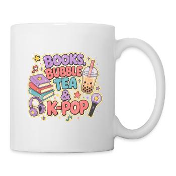 Bücher, Bubble Tea und K-Pop - Tasse - Weiß - Rechts