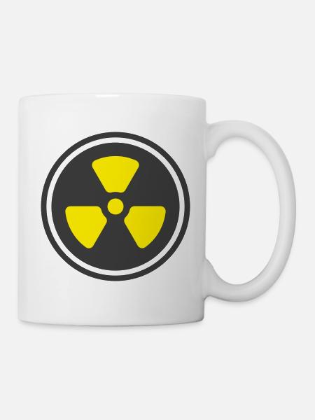 Strahlenwarnung Feststoff-Ikon-Nuclea-Symbol - Tasse - Weiß