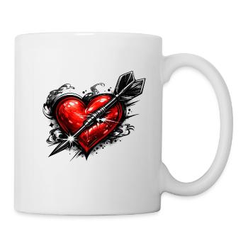 Herz mit Pfeil im Tattoo-Stil - Tasse - Weiß - Rechts